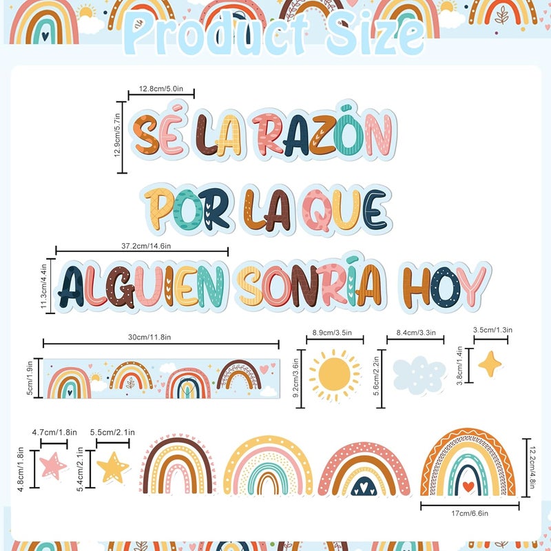 HemerVows Boho Spanish Motivational Bulletin Board Decorations, Be The Reason Someone Smiles Today Bulletin Board Set, Positive Back to School Supplies for Classroom Office Decor - Image 2